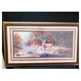 Home Interiors Deer Print - Matted & Framed