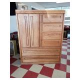 Oak Veneer 6 Drawer Dresser-Armoir