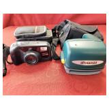 2 Film Cameras with Cases Pentax - Polaroid
