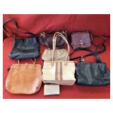 7 Leather & Leather/Canvas Purses & 1 Wallet