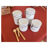 Four Piece White Ceramic Cannister Set