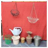 Mixed Lot Hanging-Plastic-Metal-Wicker Baskets