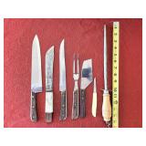 Mixed Lot Kitchen Knives & Sharpener 7 pieces