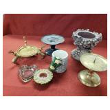 Mixed Lot of Brass - Ceramic Pillar Candle Holders