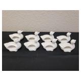 Set 8 Ceramic Duck Themed Napkin Rings Knife Rests
