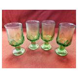 Set of 4 Vintage Green Goblets
