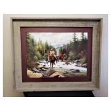 Large Western Cowboy Print Barnwood Frame