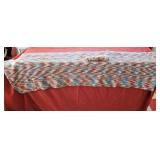 Grey-Brown Hand Knitted Afghan Throw - Unfinished