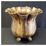 Large Antiqued Brass Claw Footed Urn - Planter
