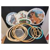 Mixed Lot of 17 Embroidery Rings Wood & Plastic