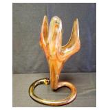 Vintage Hand Blown Orange Glass Vase