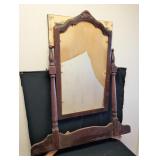Antique Broken Mirror with Wood Swivel Frame