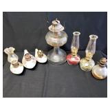 Mixed Lot of 7 Oil Lamps - Large & Small
