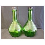 Two 1/2 Gallon Dark Green Glass Wine Bottles