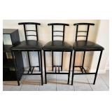 (3) Tall Metal Barstools - Vinyl Cover Seats