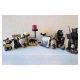 Mixed Collection Resin Cast Bears & Candle Holder