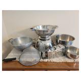 Mixed Lot Strainers, Colanders, Bowls, Grater
