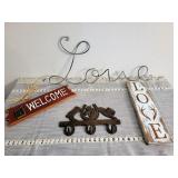 (4) Wall Hangings & Coat-Hat Rack