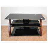 Glass & Wood Electronics & Flat Screen TV Stand