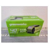 Greenworks 40 Volt 2.5 Ah Lithium Battery - NEW