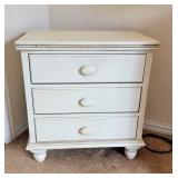 White 3-Drawer Wood Night Stand Table