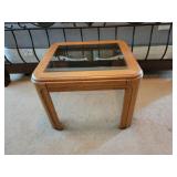 Wood Side Table with Glass Top