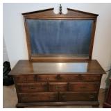 Large Early American Style Dresser & Mirror