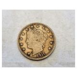 1911 Liberty Head Five Cent Coin