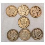 Various Dates Mercury Head Ten Cent Coins (7)