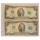 2009 & 2013 Jefferson Two Dollar Bills
