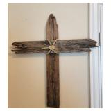 16" Rope Tied Barnwood Cross Wall Art
