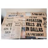 (5) Moon Landing - JFK Assassination Newspapers