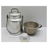 Vintage Aluminum Soup Bucket & Cup