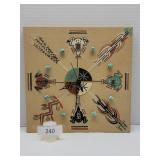 16" Square Sand Art Native American Style Clock