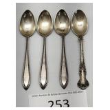 Four Small 4" Sterling Silver Spoons