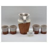 Hand Cast Terra Cotta Pitcher & 4 Cup Set JBW