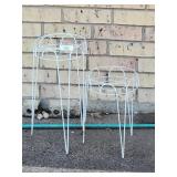 Two White Metal Wire Plant Stands