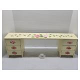 27" Handpainted Rose 4-Drawer Shelf Storage