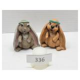 Two Decorative Ceramic Long-Eared Rabbits
