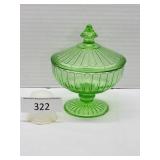 Vintage 5" Vaseline Uranium Glass Candy Dish