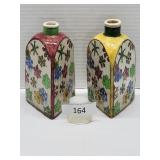 Two 7" Ornate Triangular Storage Jars - Iran