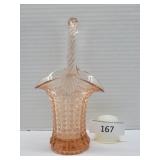 Depression Era 9" Tall Pale Pink Glass Basket