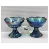 Pair 4.5" Indiana Carnival Glass Candle Holders