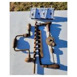 Mixed Lot Antique Tools - Drills - Draw Knife
