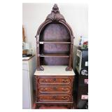 Antique 3-Drawer Chest Marble Top & Display Hutch