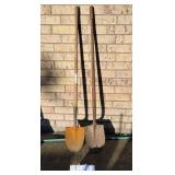 Two Wood Handle Spade Point Shovels