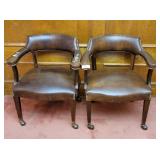 Pair Planto Faux Leather Rolling Office Chairs