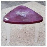Small Plastic Triangular Side Table w/ Clear Legs