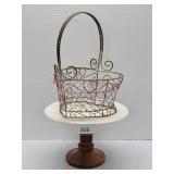 Decorative Basket & Faux Marble & Wood Cake Plate
