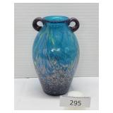 7.5" Tall Handmade Blue Glass Vase